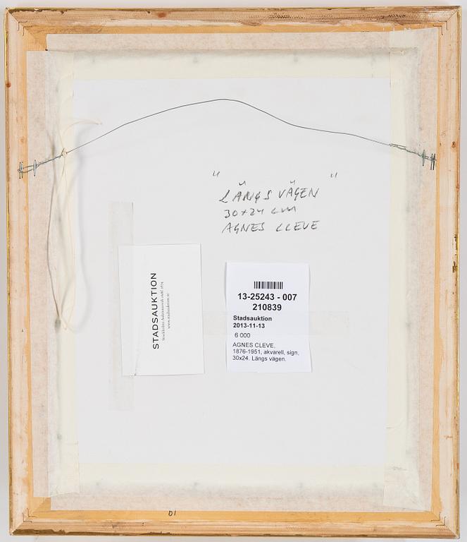 Agnes Cleve, akvarell, signerad.