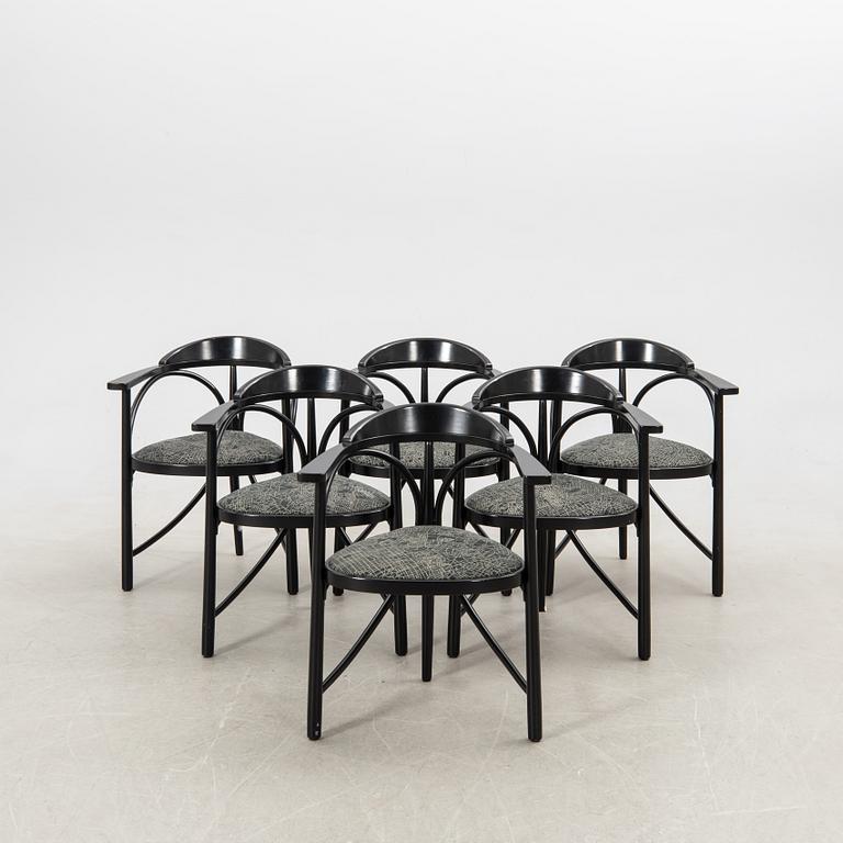 Armchairs, 6 pcs, model 87, Thonet, late 20th century.