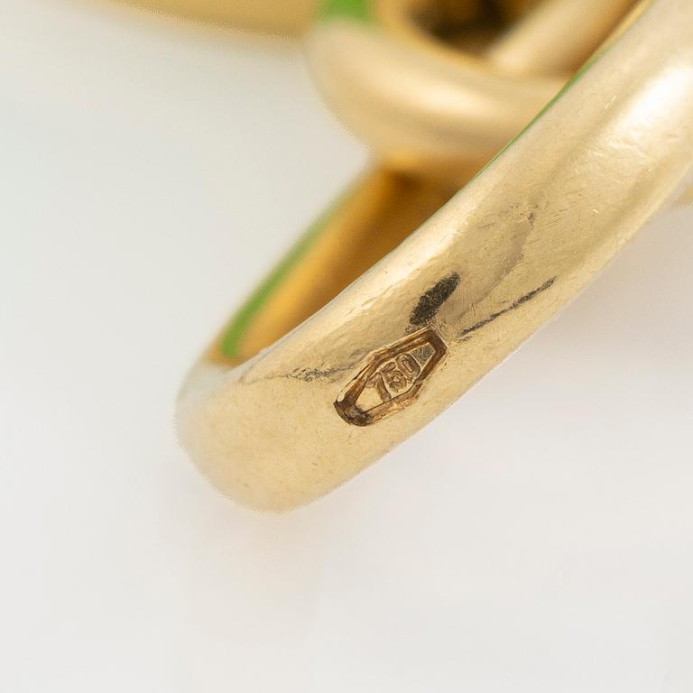 Pomellato, hängsmycke 18K guld med hjärtformat grönt glas.