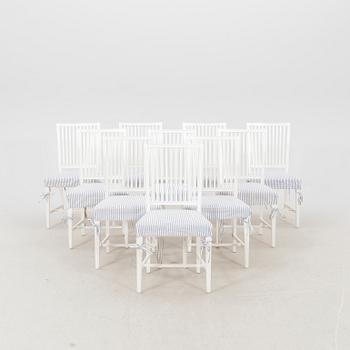 A set of 10 painted Gustavian style chairs from IKEA later part of the 20th century.