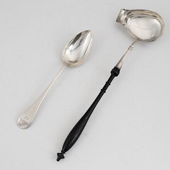 Ragout spoon and soup ladle, silver, Sweden, 1871-98.