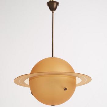 Edward Hald, a rare ceiling lamp, Orrefors, 1930s.