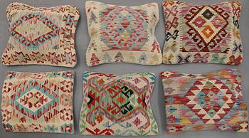 A set of six Kilim cushion covers, approx. 50 x 50 cm.