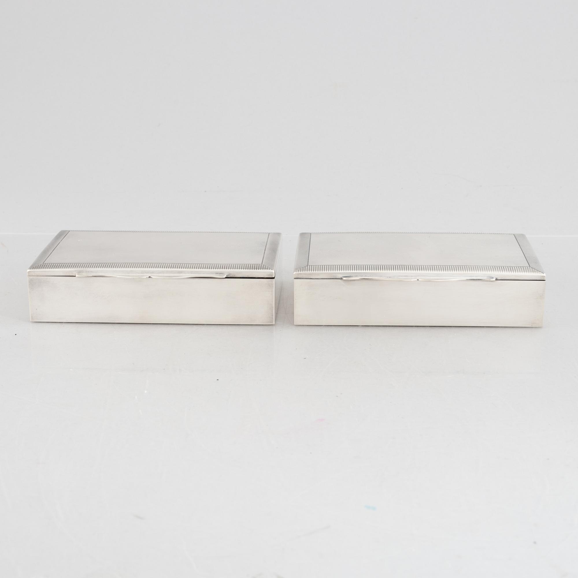 Two silver 830 cigarette cases, Swedish import marks, MEMA, circa mid-20th century.