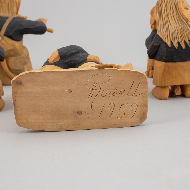 HERMAN ROSELL, sculptures, wood, 10, signed and dated 1951-1959.