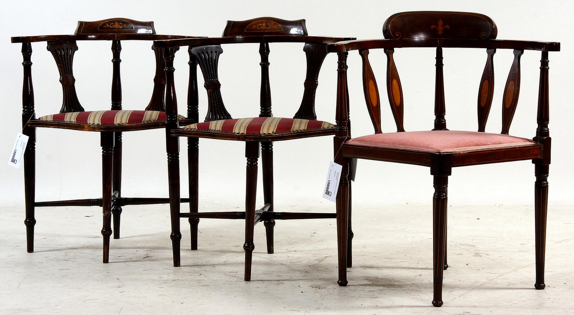 PUDERSTOLAR, 2+1, England, 1800/1900-tal.