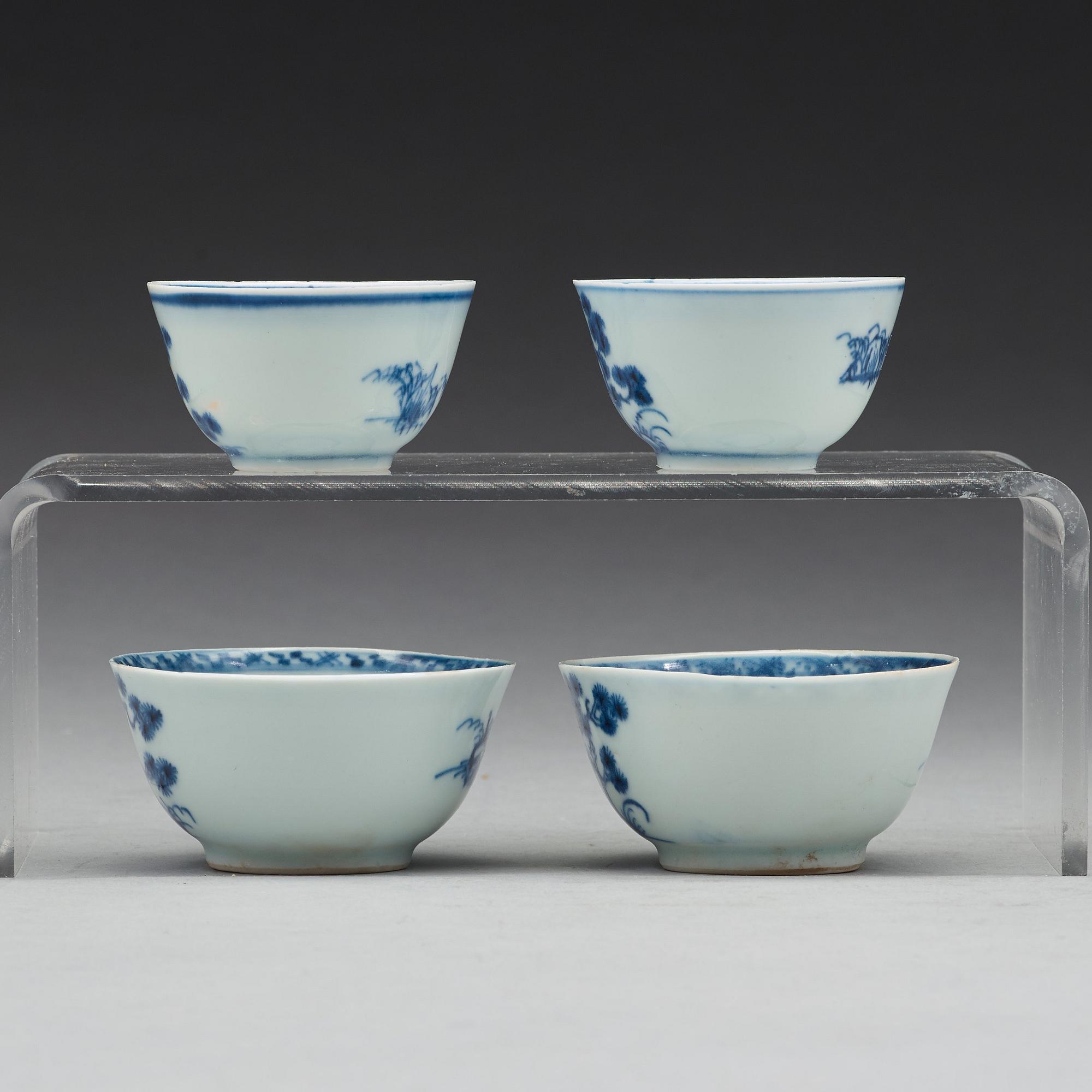 A set of four cups with stands, Qing dynasty, Qianlong (1736-95).