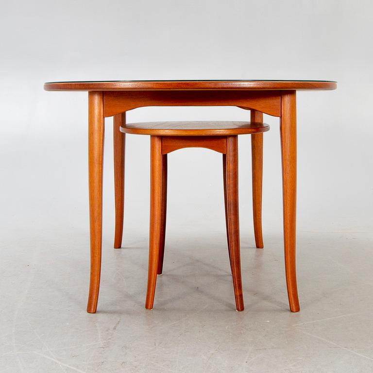 A set of three Carl Malmsten Ovalen  coffee table and side tables from Bodafors, second part of the 20th century.