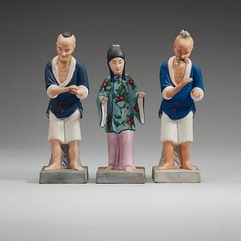 Three Russian bisquit Chinoiserie figures, late 19th Century.