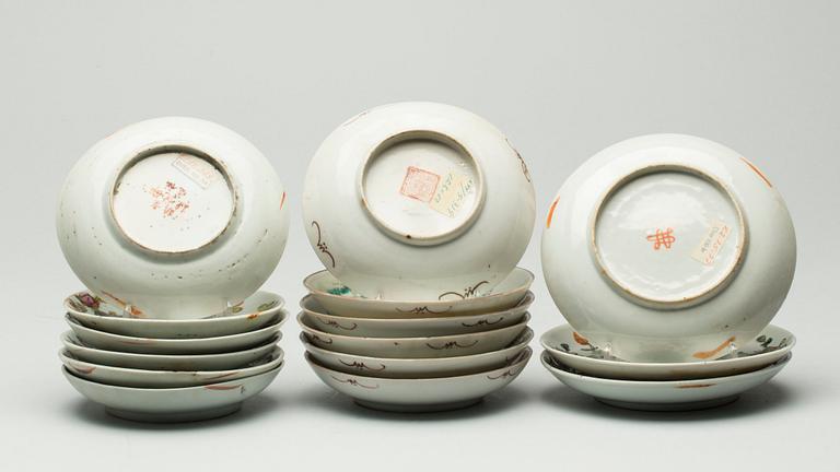 SKÅLFAT, 6+6+3 st, Kina 1800-tal.