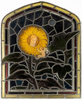 Three stained glass windows, England, circa 1900.