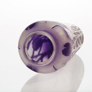 An Alf Wallander Art Nouveau cameo glass vase, Kosta, circa 1909.