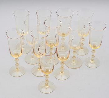 CHAMPAGNEGLAS, 12 st, "Salut", Simon Gate, Orrefors, 1900-talets andra hälft.