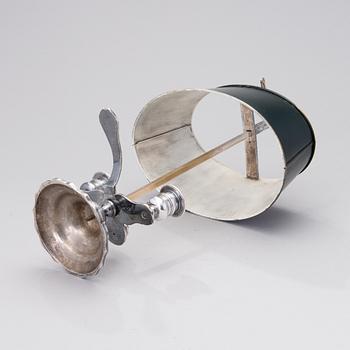 A BOUILOTTTE DOUBLE CANDLESTICK LAMP, silverplated, early 20th century.