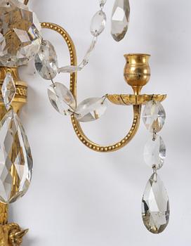 Vägglystrar, ett par, för två ljus, 1800-tal, Louis XVI-stil.