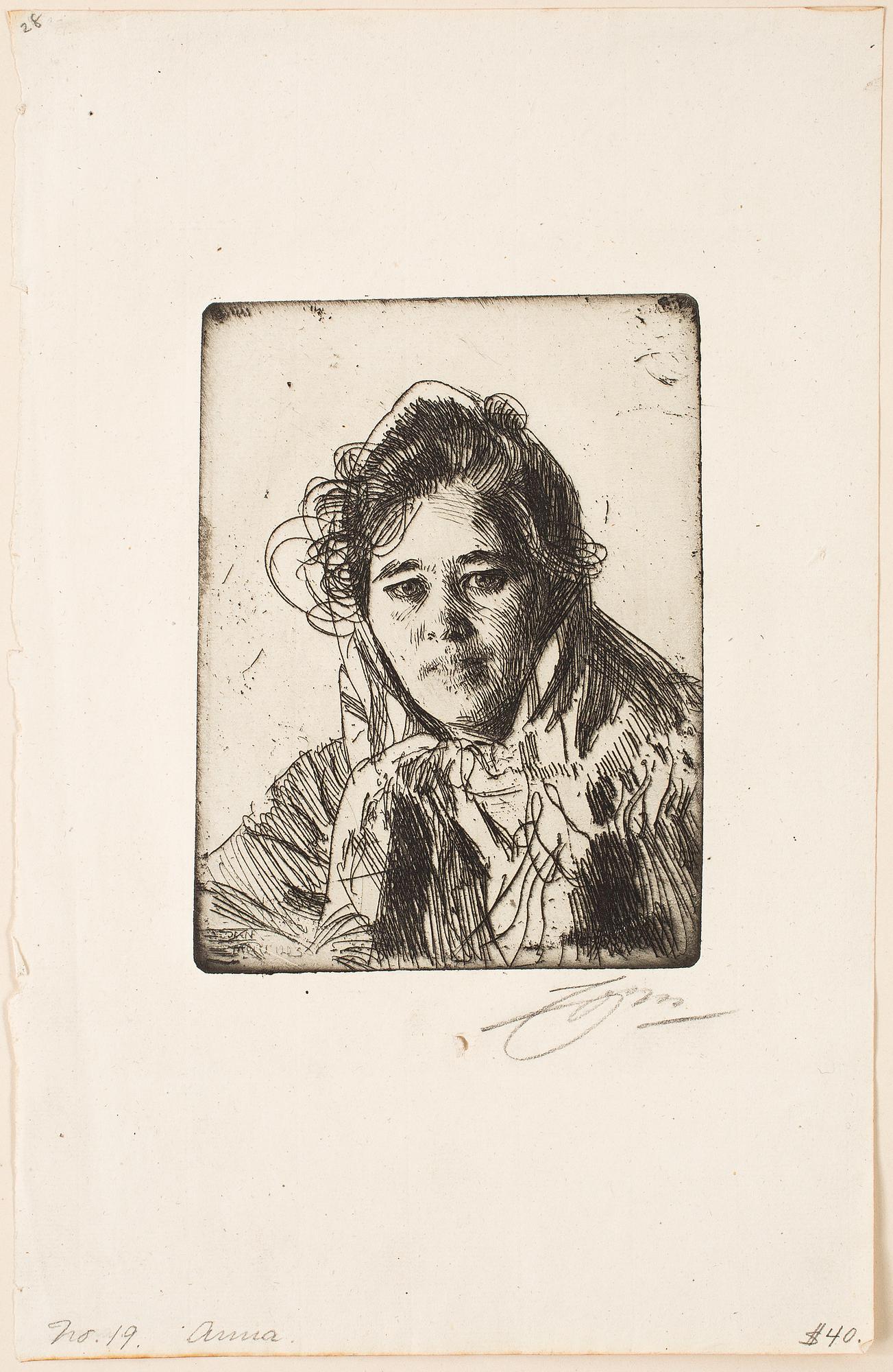 ANDERS ZORN, etsning, utförd 1903, signerad med blyerts.