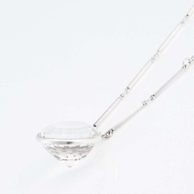 Wiwen Nilsson, a sterling silver and rock crystal pendant and chain, Lund, Sweden 1965.