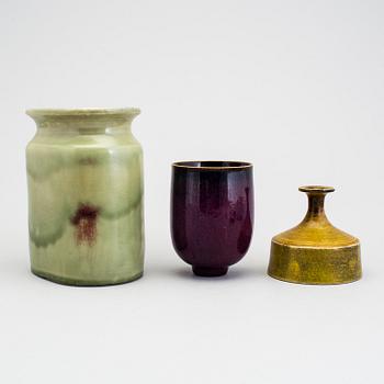 STIG LINDBERG, a lot of six stoneware items, Gustavsberg 1950/70s.