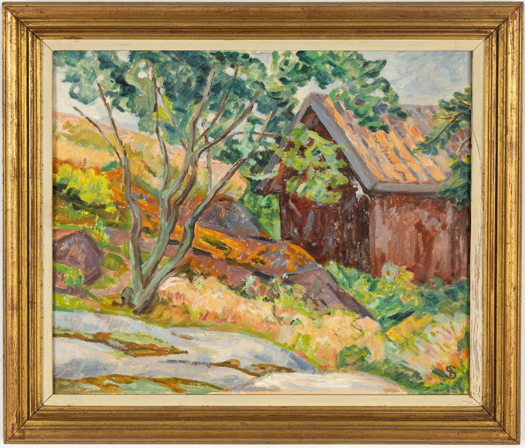 Ingrid Simonsson,  oil on paper/paper-panel, signed with monogram.