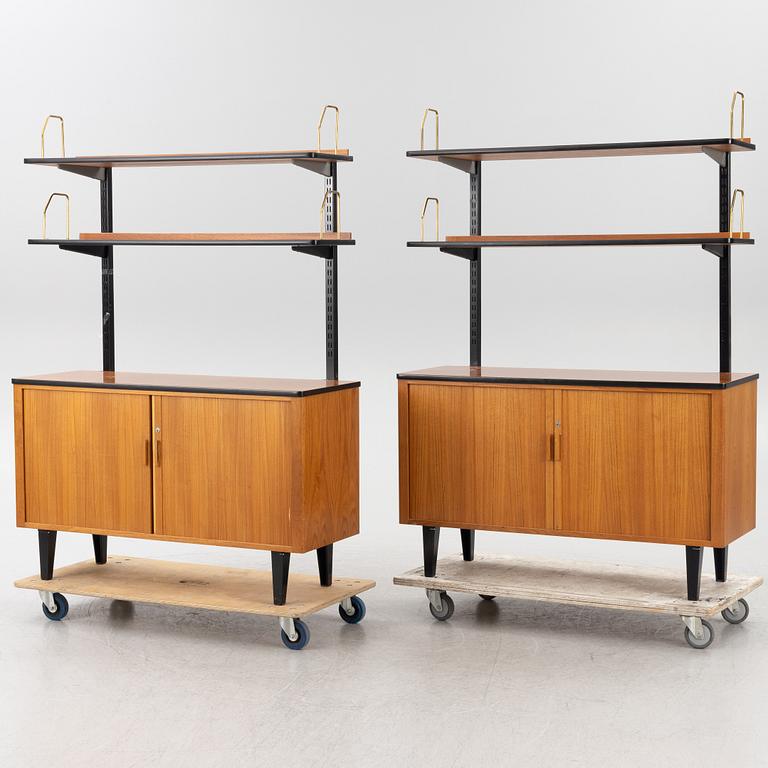 Bookshelves, a pair, Verkstads AB Lindqvist, Motala, second half of the 20th century.