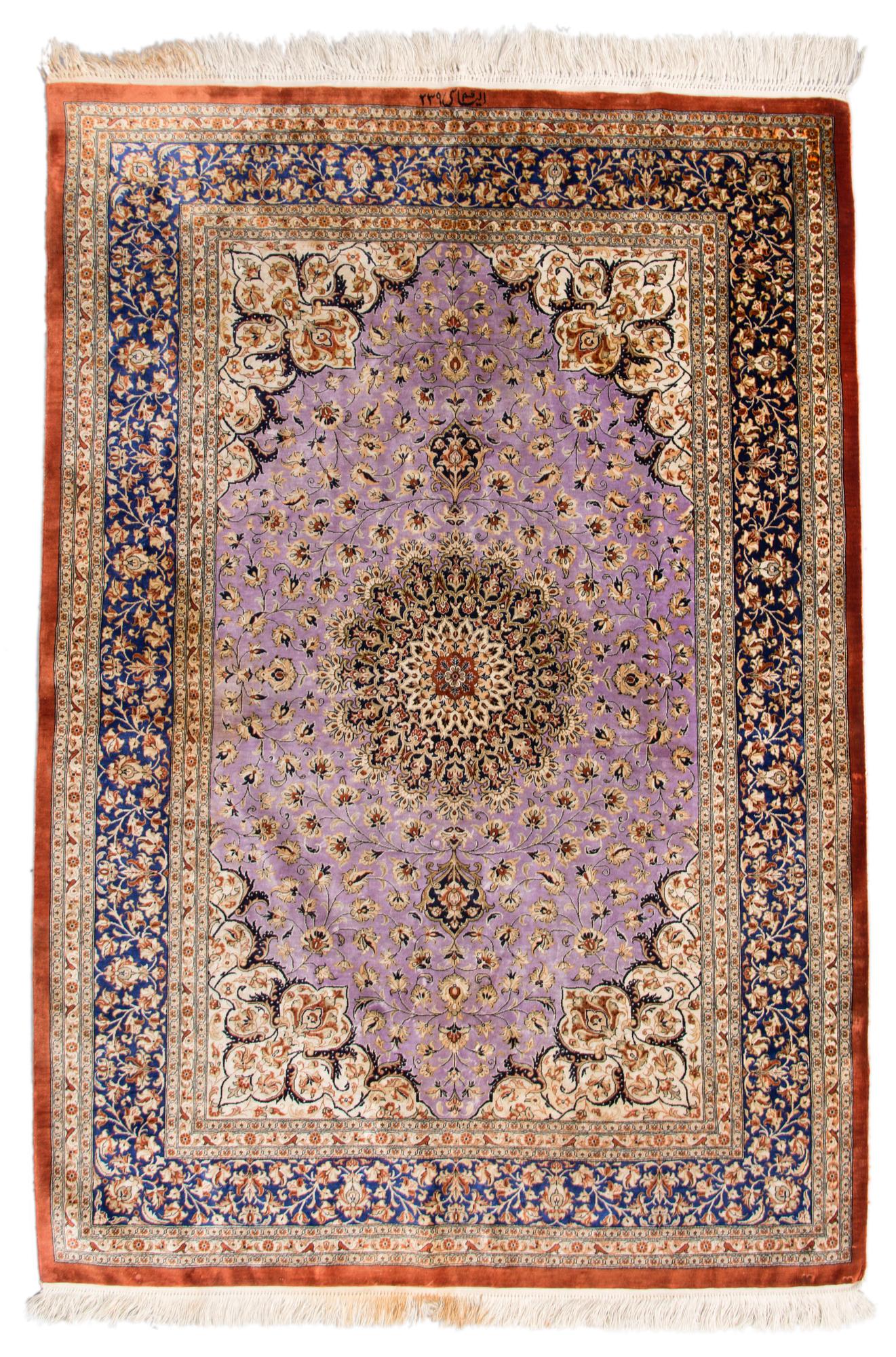 A SILK CARPET, Ghom, signed, 150x102 cm.