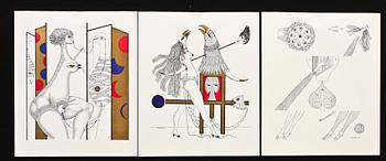 MAX WALTER SVANBERG, grafiska tryck med guldprägling, 10 st, sign i plåten.