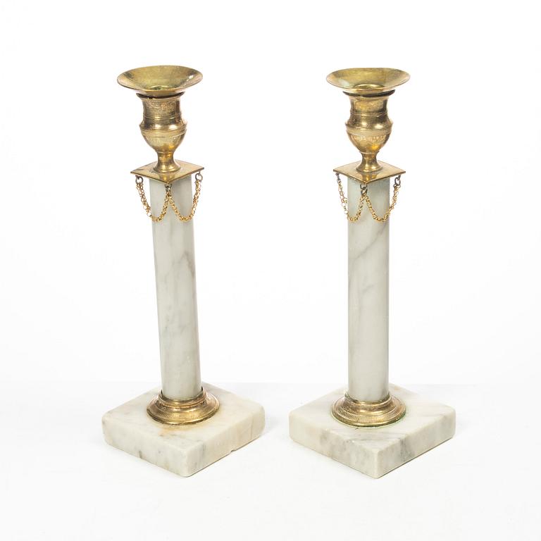 A pair of candelabra, late Gustavian, circa 1800.