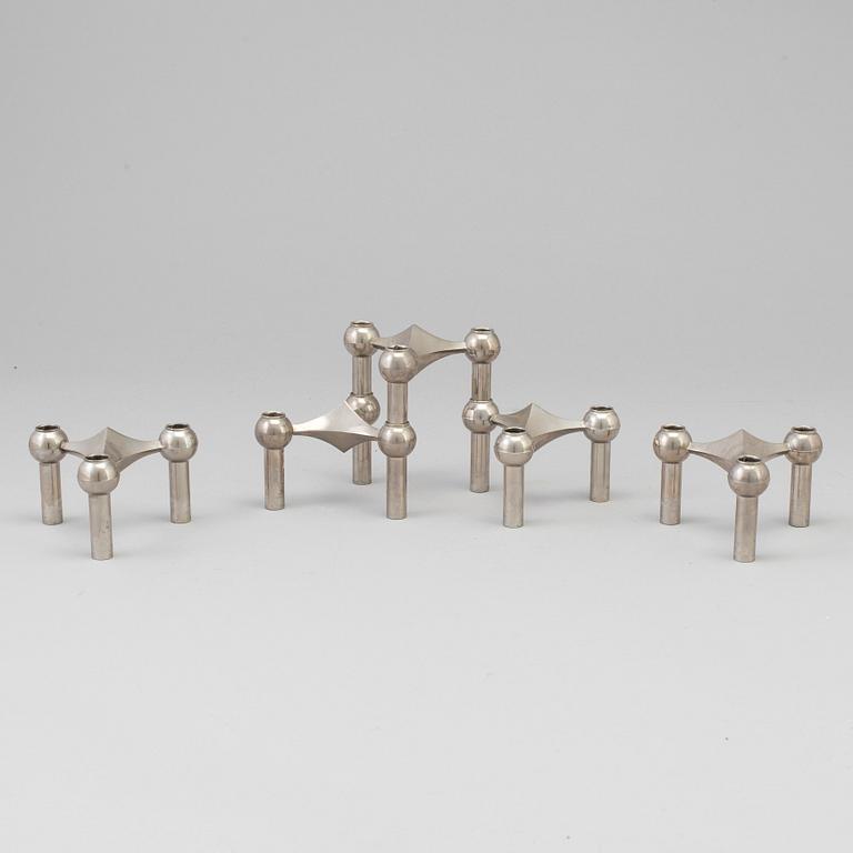 LJUSSTAKE, 5 delar, Ceasar Stoffic & Fritz Nagel, vitmetall, Tyskland, 1900-talets andra hälft.