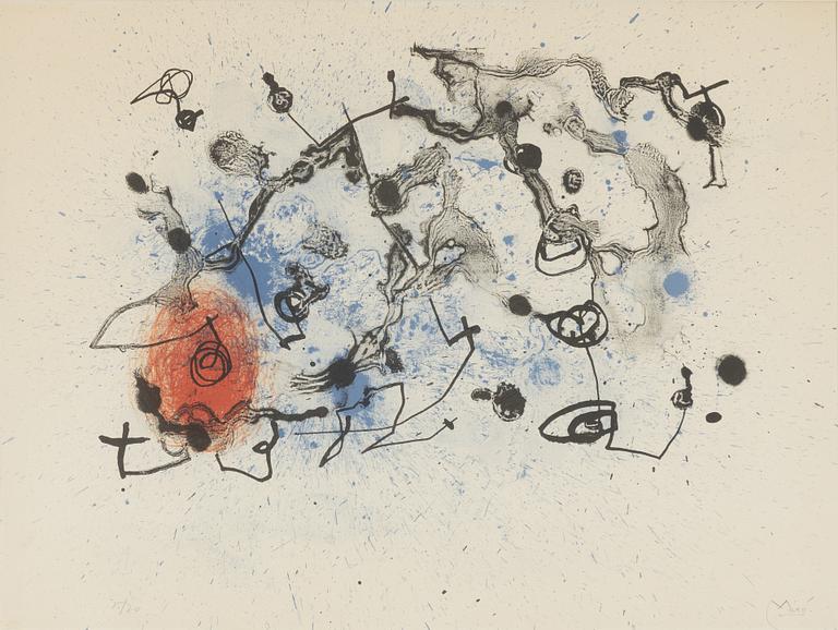 Joan Miró, ”Rouge et lavis bleu” from Série II.