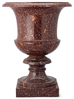 726. A Swedish first halft 19th century porphyry urn.