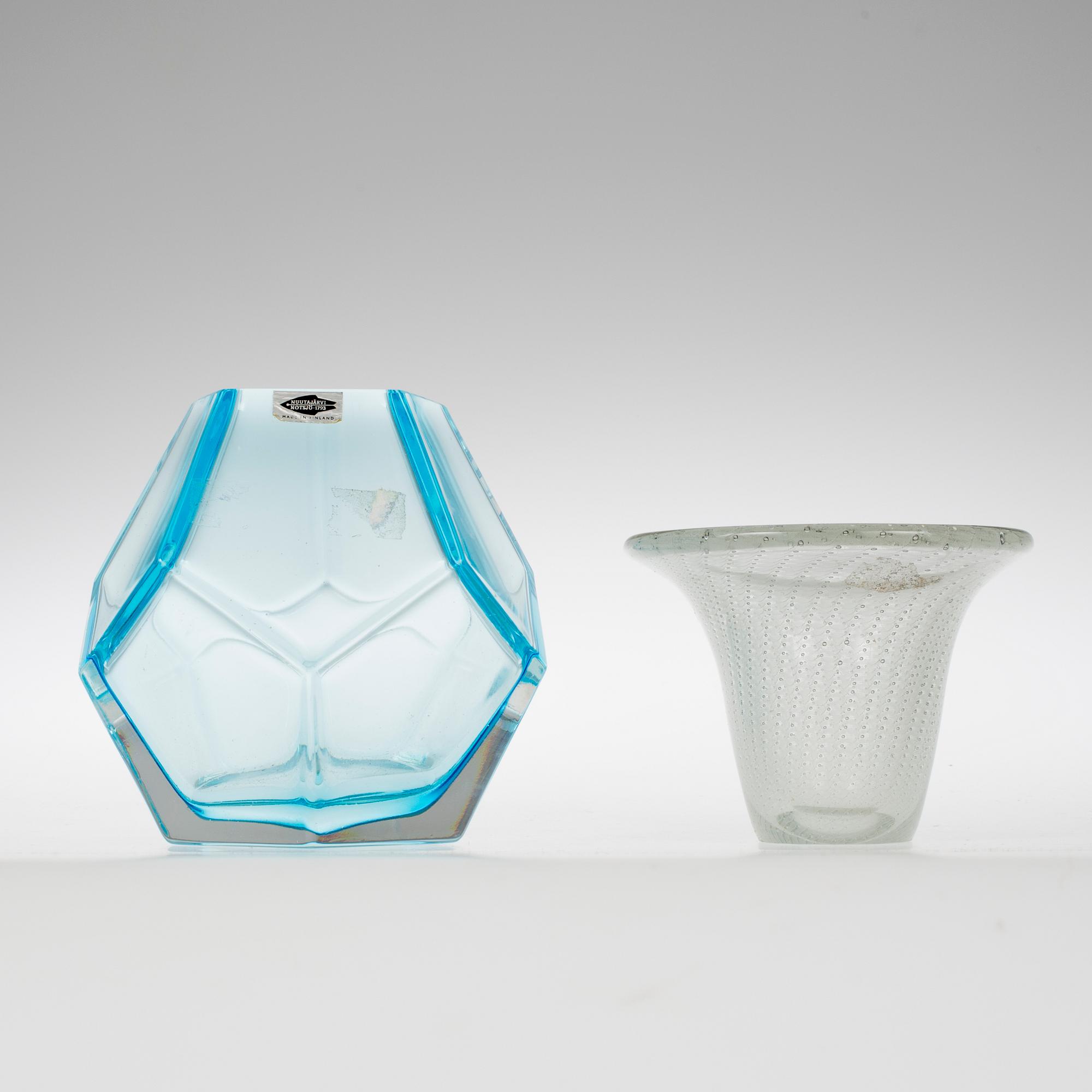 VASER, 2 st, glas, Bla Kaj Franck, Notsjöö, Finland.