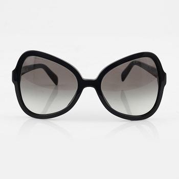 Prada, a pair of black sunglasses.