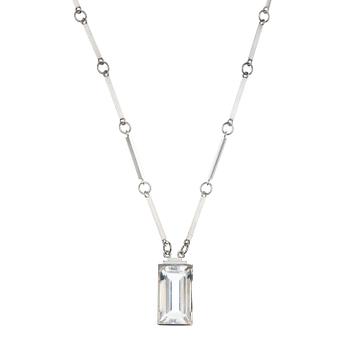 806. A Wiwen Nilsson sterling and rock crystal pendant and chain, Lund 1942.