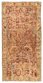 248. A carpet, antique, 17th century North east Safavid persia "Blossom and sickle", ca 311 x 156 cm.