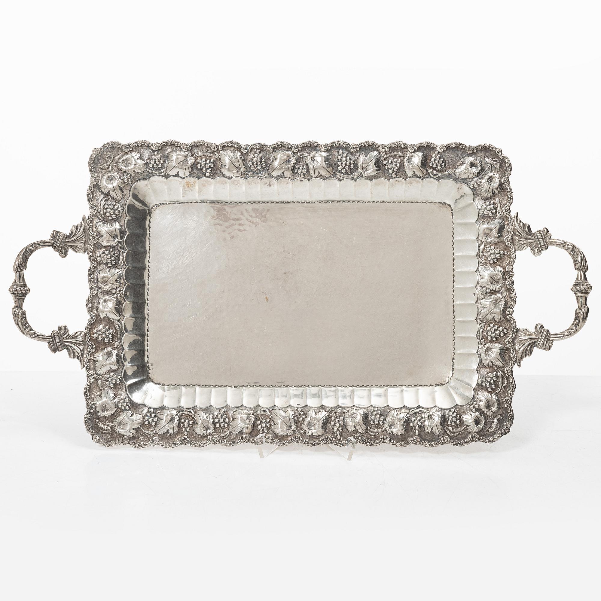 Tray, silver, 20th century.