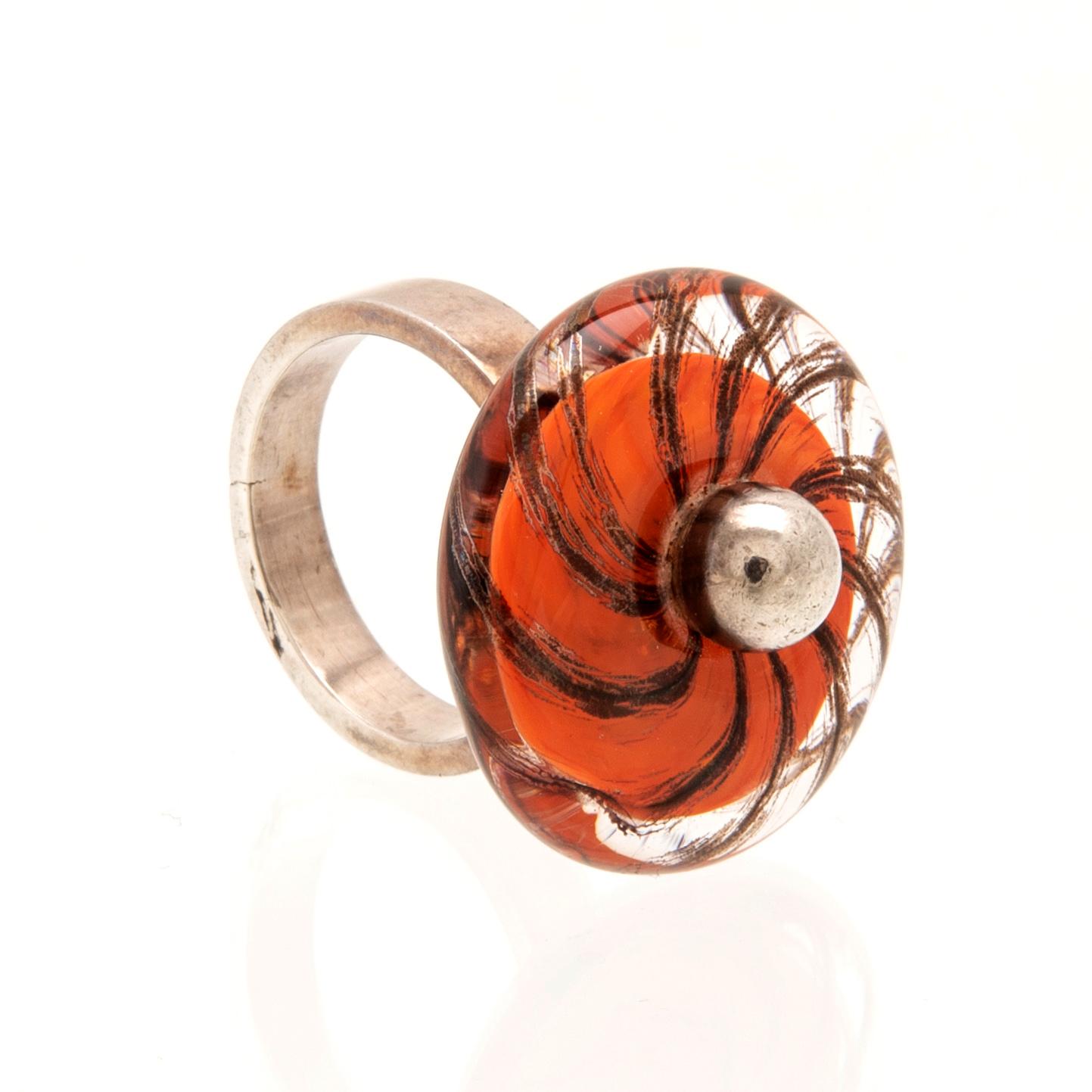 Monica Backström, Necklace and Ring, Glass and Silver.