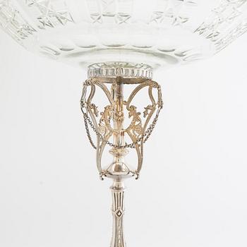 Essay bowl Neoclassical style first half of the 20th century, silver plate and glass.