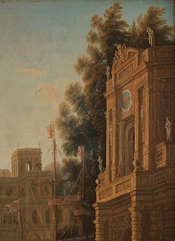 Claude Lorrain, after, Port scene with the Villa Medici.