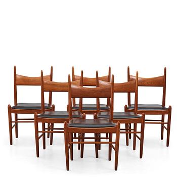 323. H. Vestervig Eriksen, a set of 6 teak chairs, Brøderna Tromborg, Denmark 1950's.