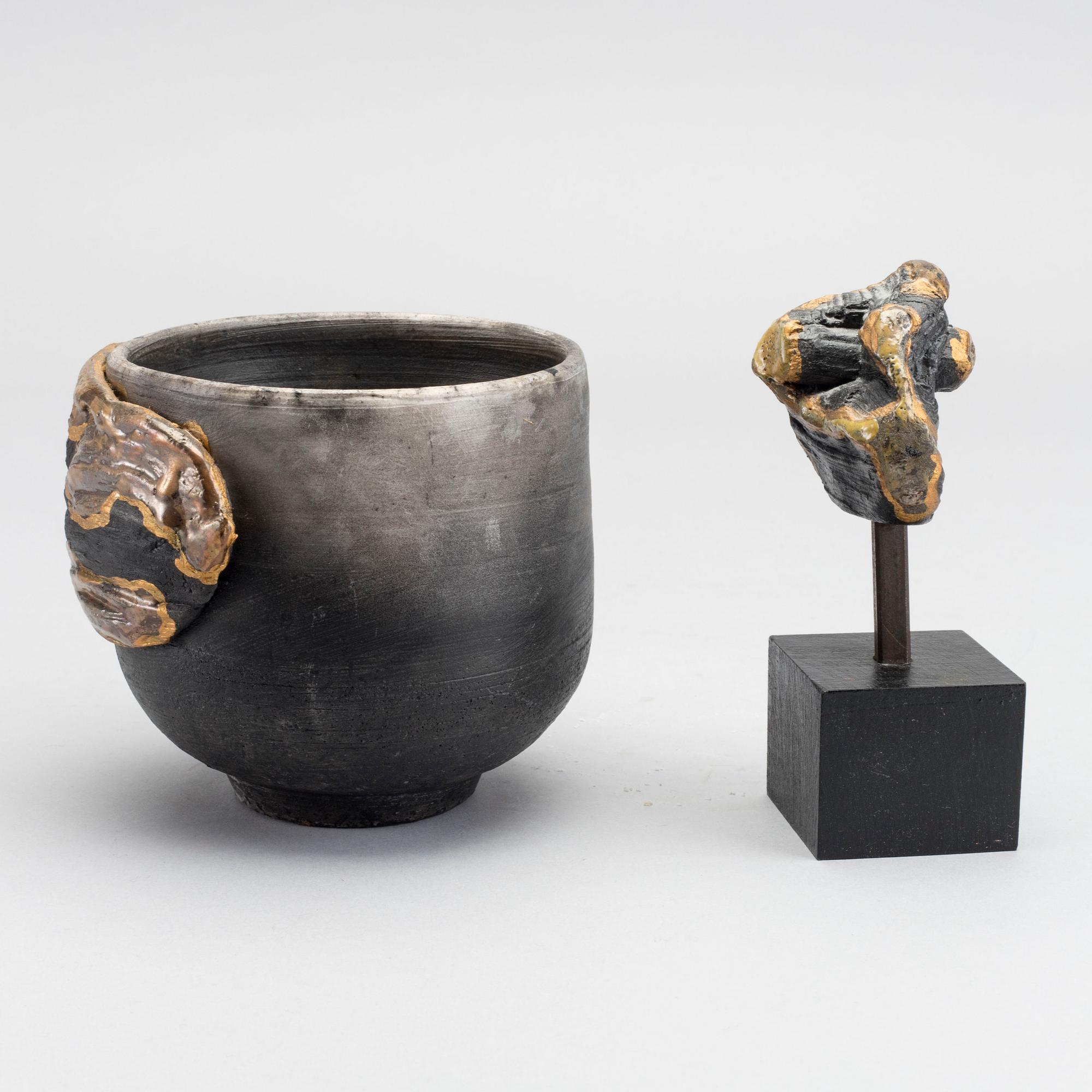 ROLF FAGERBERG a bowl and a sculpture, signed,