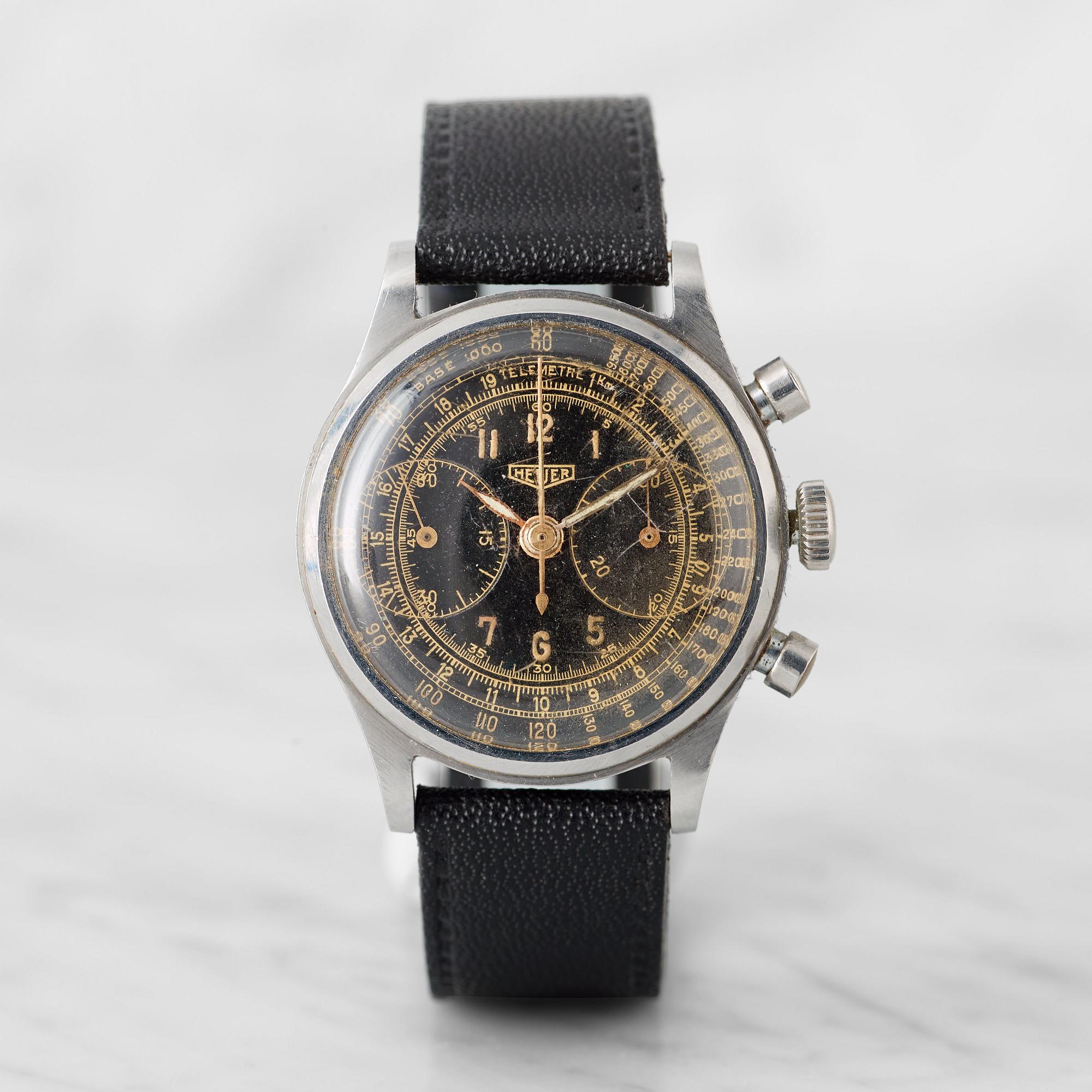 HEUER, "Big Eyes", Base 1000 / Telemetre, chronograph, wristwatch, 35 mm,