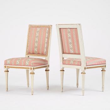 A set of four Gustavian chairs by E. Öhrmark (master in Stockholm 1777-1813).