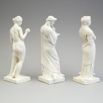 FIGURER, tre st, parian, Eneret, Gustafsberg,