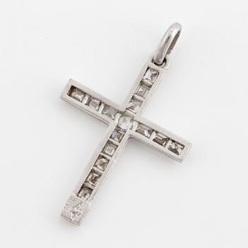 Platinum cross with step-cut diamonds.