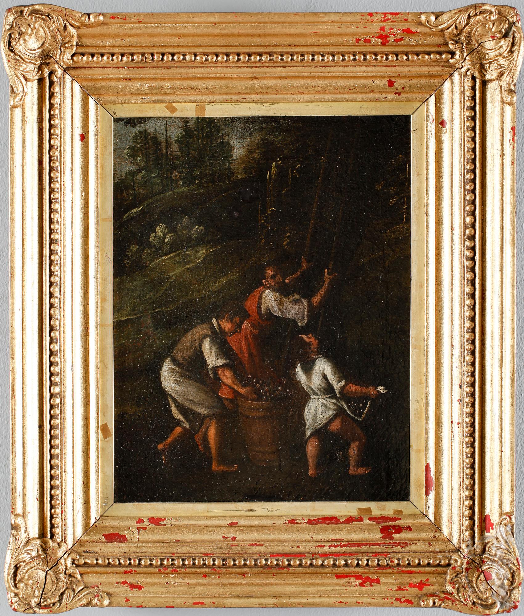OKÄND KONSTNÄR, olja på duk uppfodrad. 1700-tal.