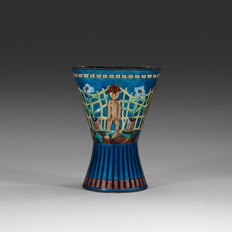 A David-Andersen sterling and polychrome enamelled vase, Norway probably 1950's.