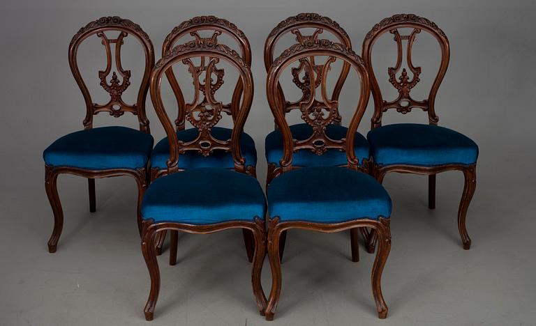 STOLAR, 6 st, nyrokoko, 1800-talets andra hälft.