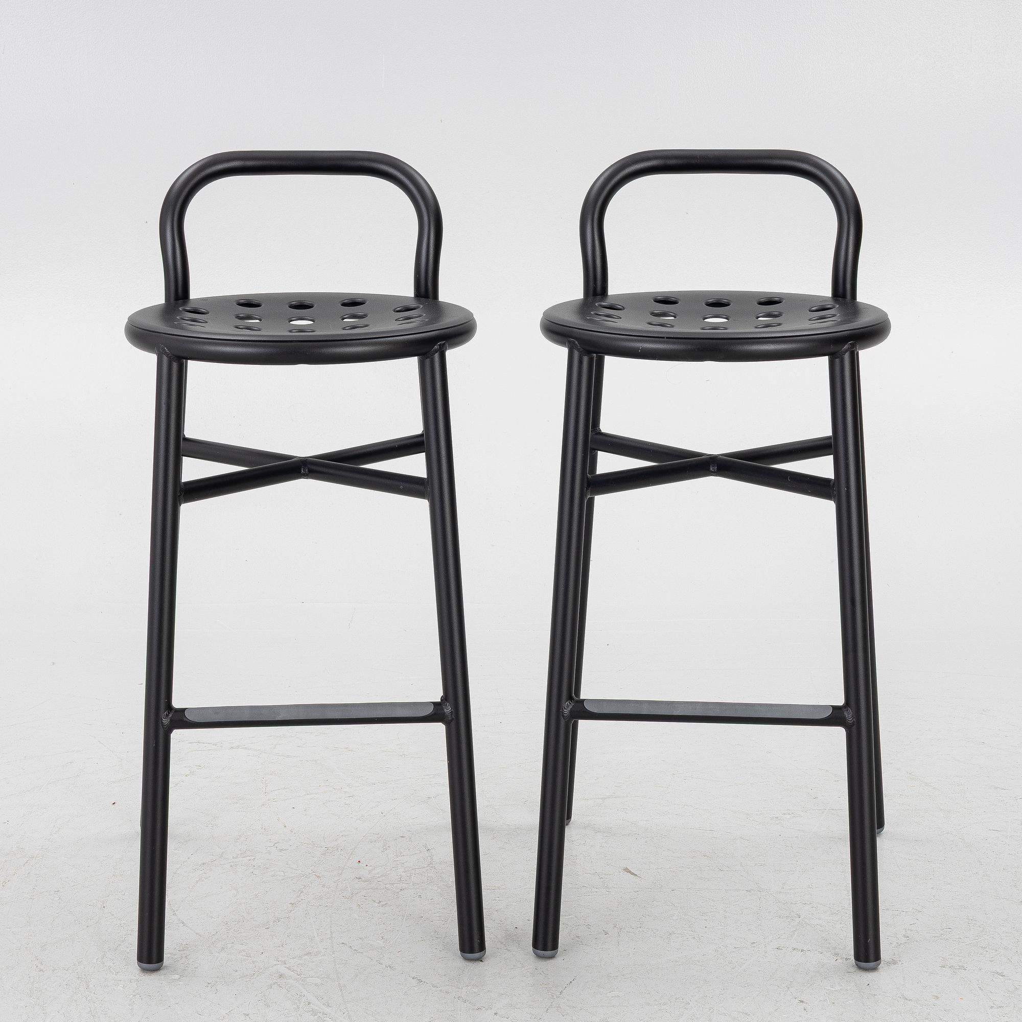 Jasper Morrison, Bar stools, a pair, “Pipe”, Magis, Italy, contemporary.