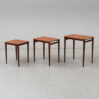 A Swedish three piece nesting table, Gärsnäs, 1960s.