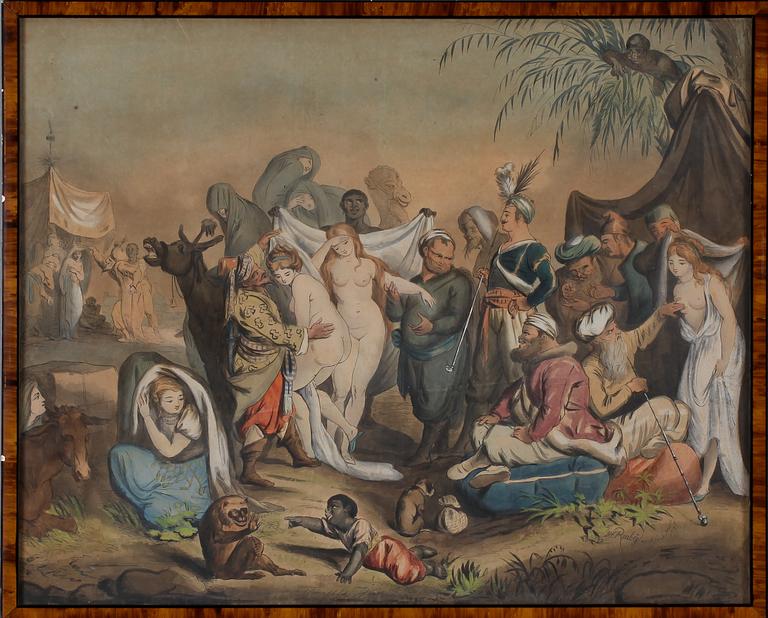 OKÄND KONSTNÄR, blandteknik, 1800-tal.